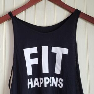 Under Armour Tank Top Womens Small Black Fit Happens Graphic Funny Gym Workout